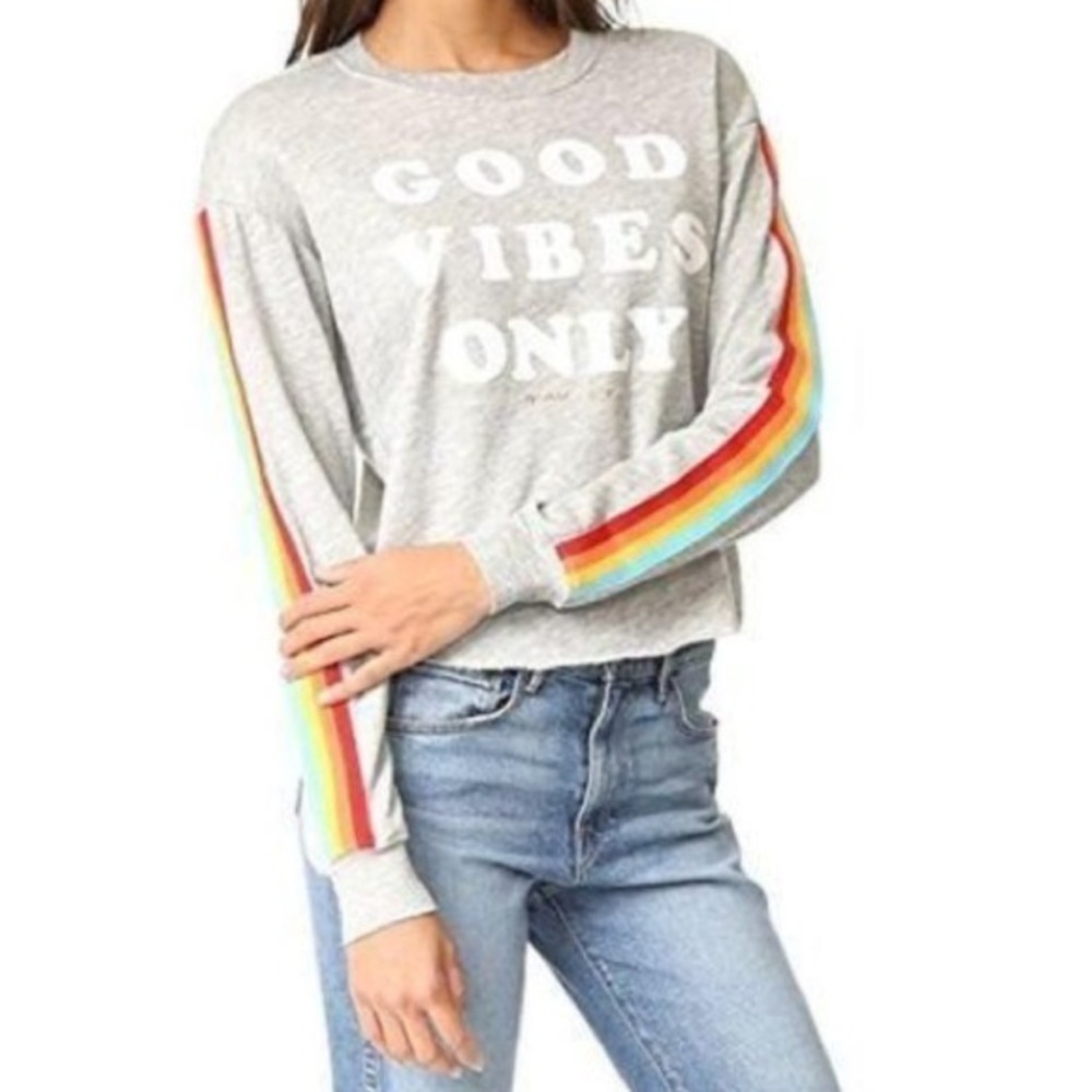 Spiritual Gangster | Cropped Good Vibes Only Rainbow Sweatshirt